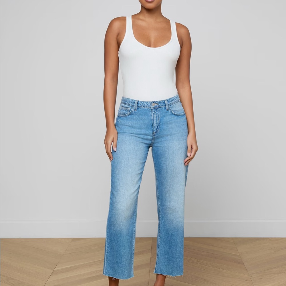 L’AGENCE Wanda High Rise Crop Wide Leg Jeans  25x27.5 Blue  Denim Women’s NWT